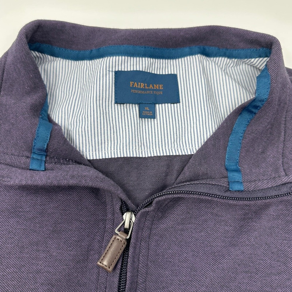 Fairlane Sweater Mens XLarge‎ Purple Quarter Zip Performance Pique Pullover Golf